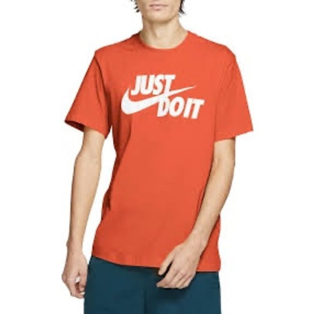 Nike Mens Dri-FIT Just Do It Graphic T-Shirt Orange Athletic Cut Small